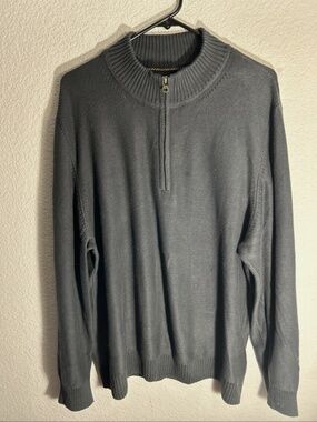 Billy Reid Sweater Mens XXL Pullover Quarter Zip Cotton Cashmere Knit Blue